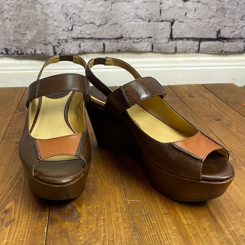 Frye Blair slingback peep toe wedge shoes Womens size 8